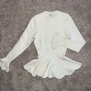 Ted Baker London Peplum Scallop Sweater Beige/Ivory Size 0